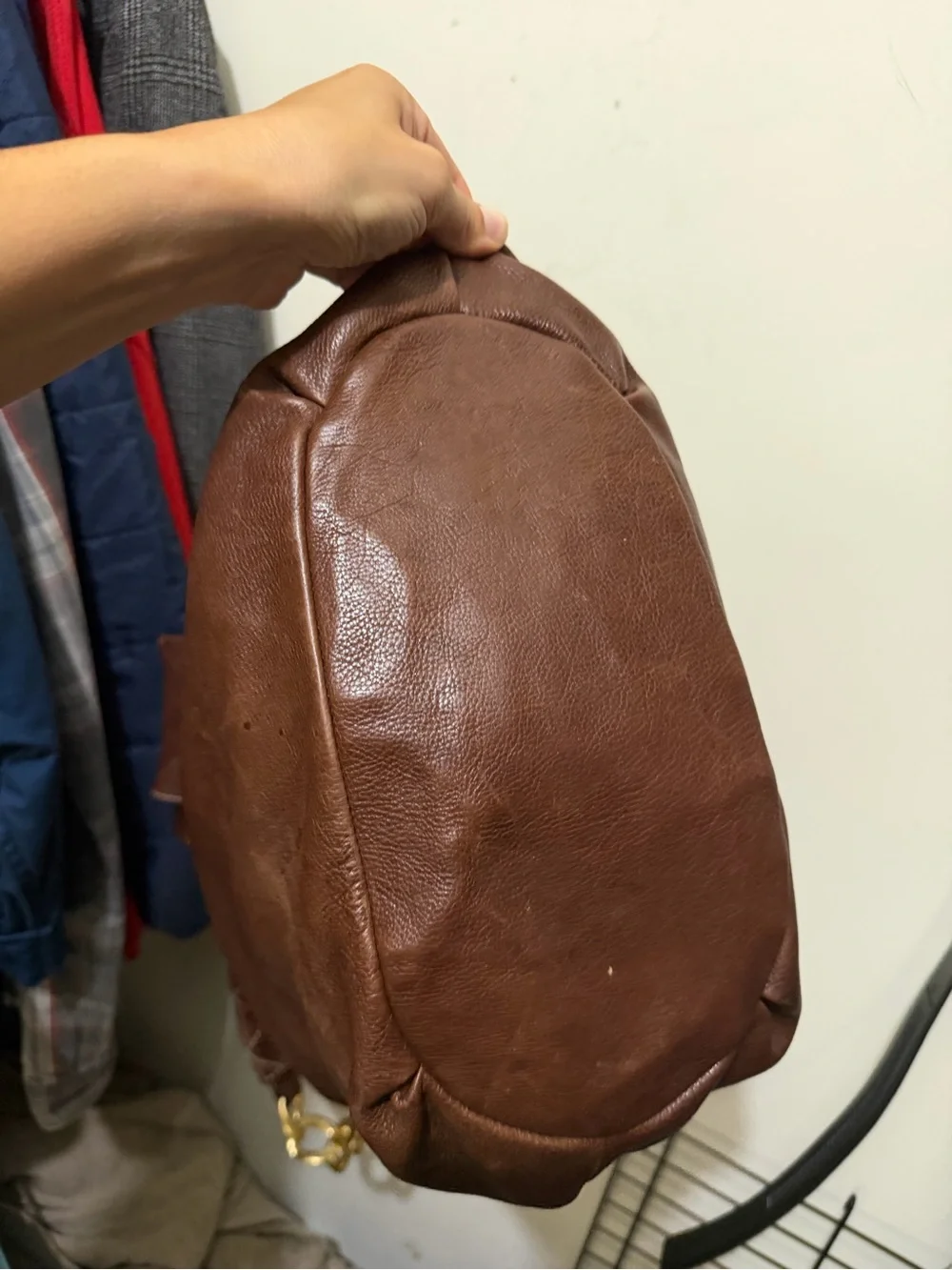 VTG Juicy Couture Brown Leather Hobo Bag Quilted Pocket Pouch Charm Y2K Slouchy